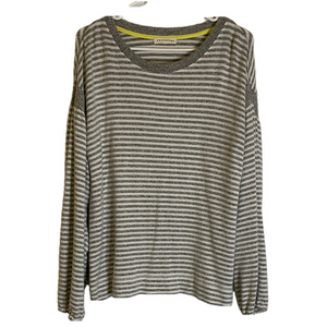 *BIN* RETROLOGY Soft Striped Long Sleeve Pullover Top, Women’s M, Gray